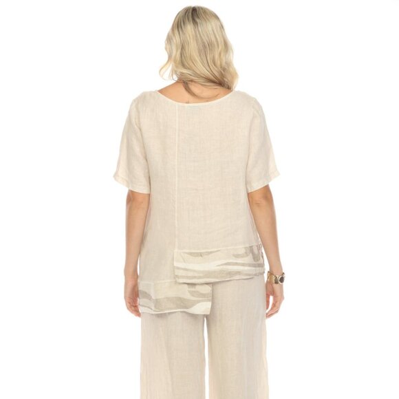 Beige Half Sleeves Top with Abstract Print - Picture 4 of 6